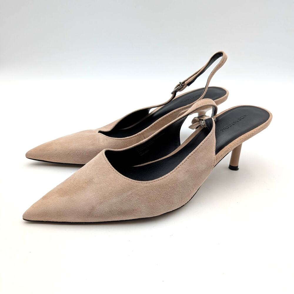 Nordstrom Liza Pointed Toe Kitten Heel Pump Women's Beige Size US8M EU38